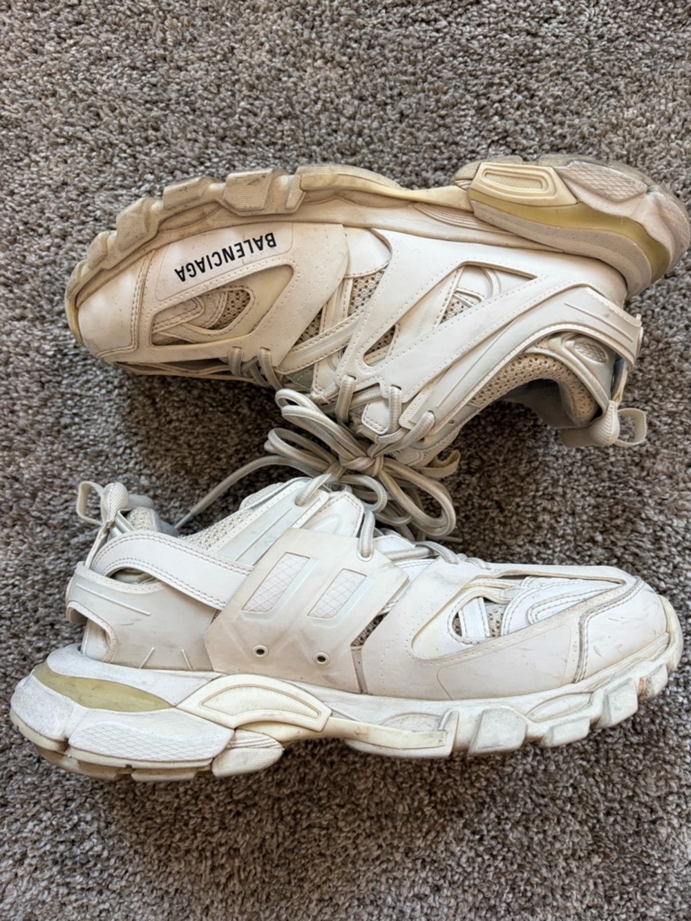 Authentic Balenciaga Cream/Beige Layered Runner Sneakers